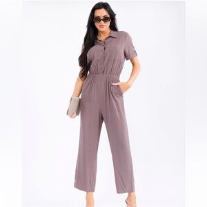 Short Sleeve Wide Leg Jumpsuit